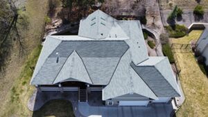 drone aerial footage of shingle roofing installed by Western Montana Central Roofing