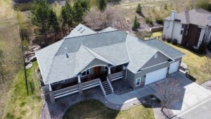 drone aerial footage of shingle roofing installed by Western Montana Central Roofing